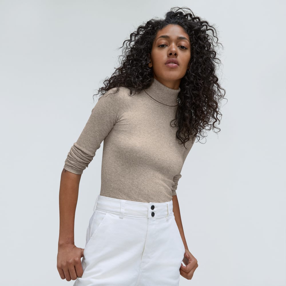 The Luxe Rib Turtleneck | Heathered Meringue - Image 3