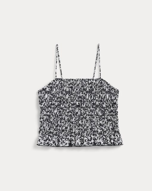 Alternative view of The Smocked Tank | Bone / Black Floral