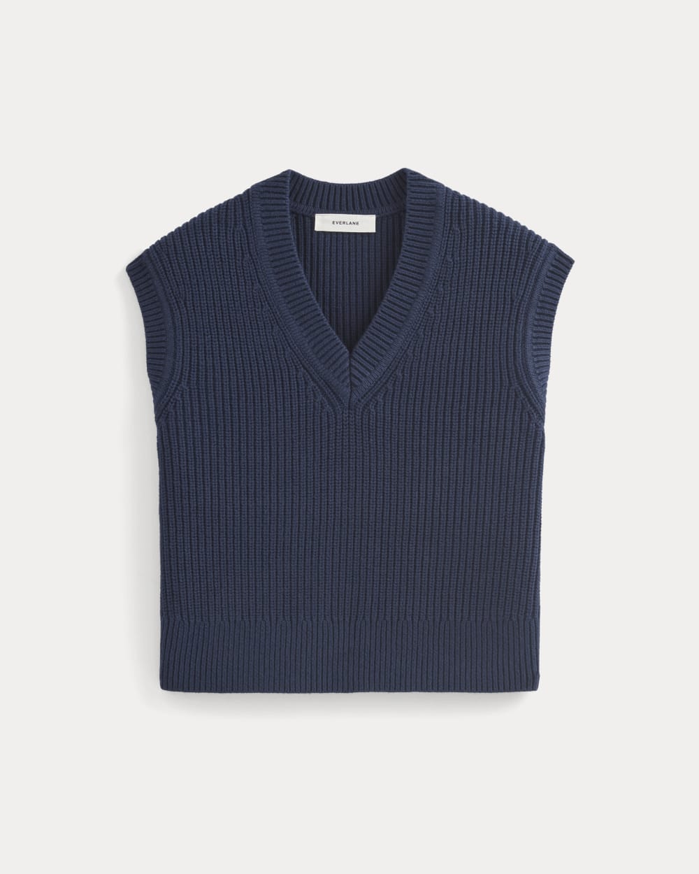 Ribbed V-Neck Vest in Everyday Cotton | Navy - Image 2