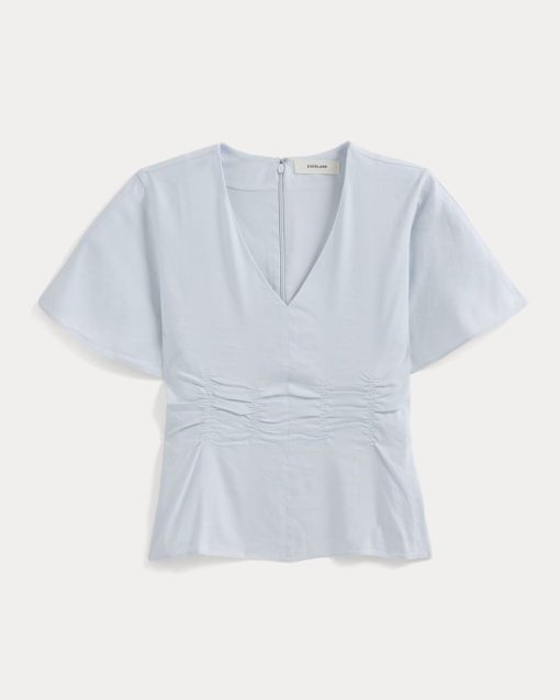 Alternative view of Cinched Top in Stretch Linen | Skywriting