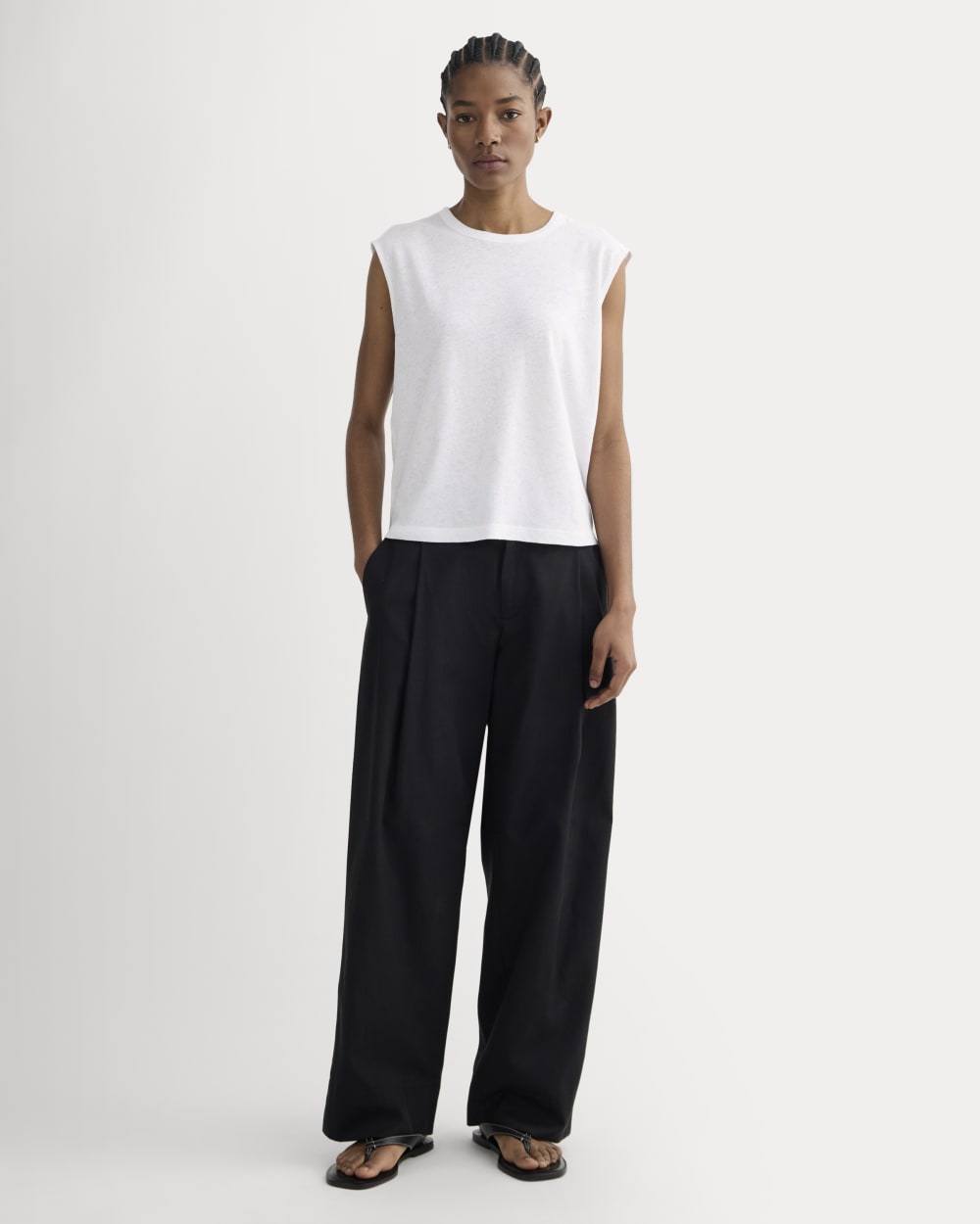 The Muscle Tee in Cotton Linen | White - Image 3