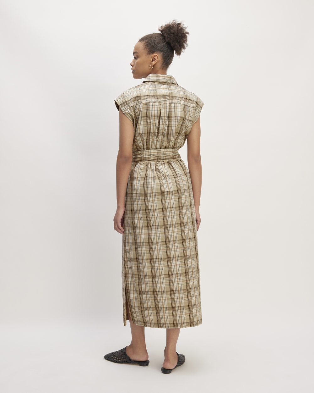 The Supima® Cotton Short-Sleeve Shirt Dress | Pale Khaki Plaid - Image 6