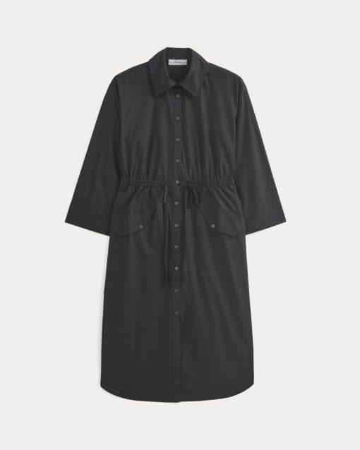 Alternative view of The Drawcord Shirtdress in Ultrasoft Cotton | Black