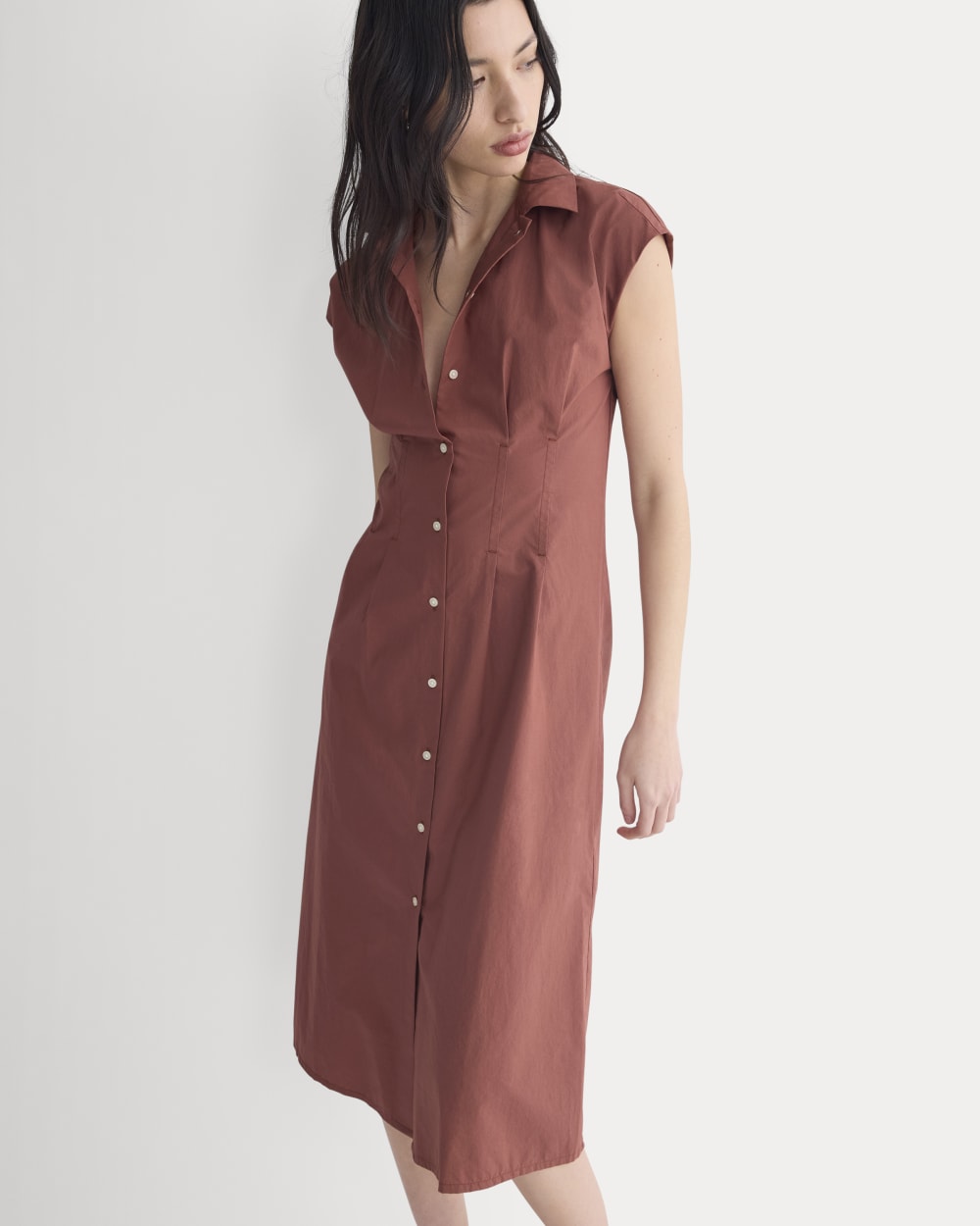 Muscle Shirtdress in Lightweight Cotton | Henna Red - Image 3