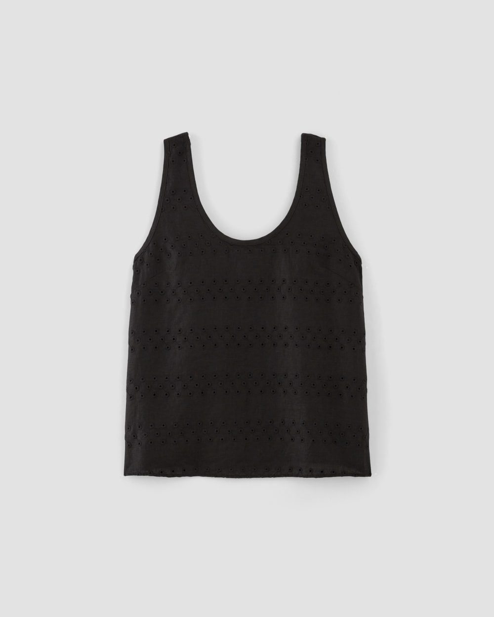 The Linen Eyelet Scoop-Neck Tank | Black Eyelet - Image 2