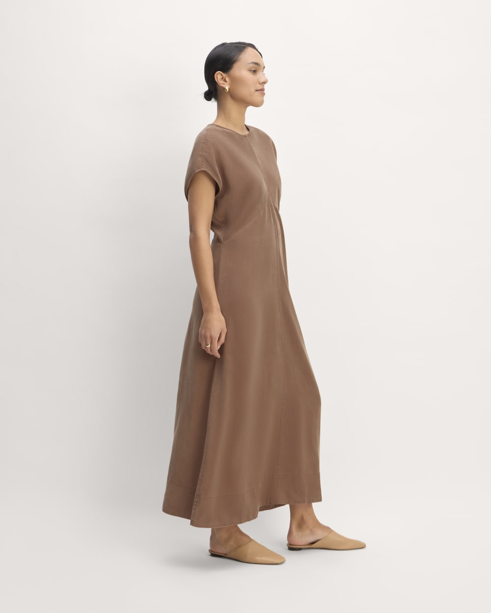 The TENCEL™ Short-Sleeve Midi Dress | Carob Brown - Image 3
