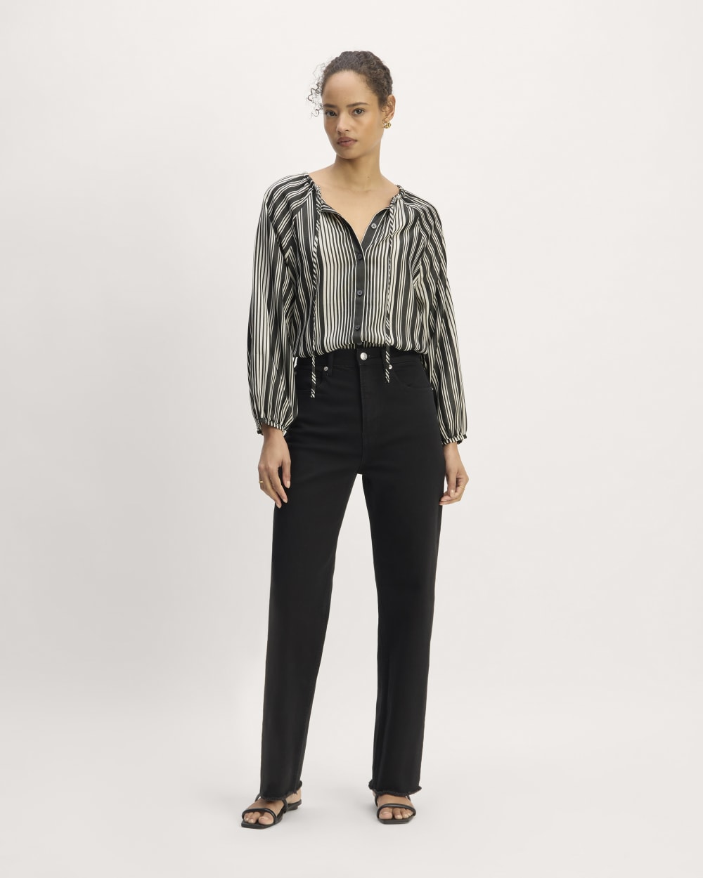 The Gathered Shirt in Butterlite | Black / Bone - Image 3