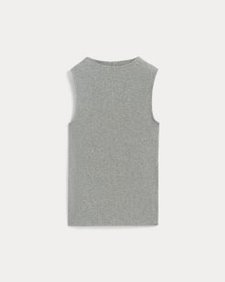Alternative view of The Luxe Rib Funnel-Neck Tank | Heathered Grey