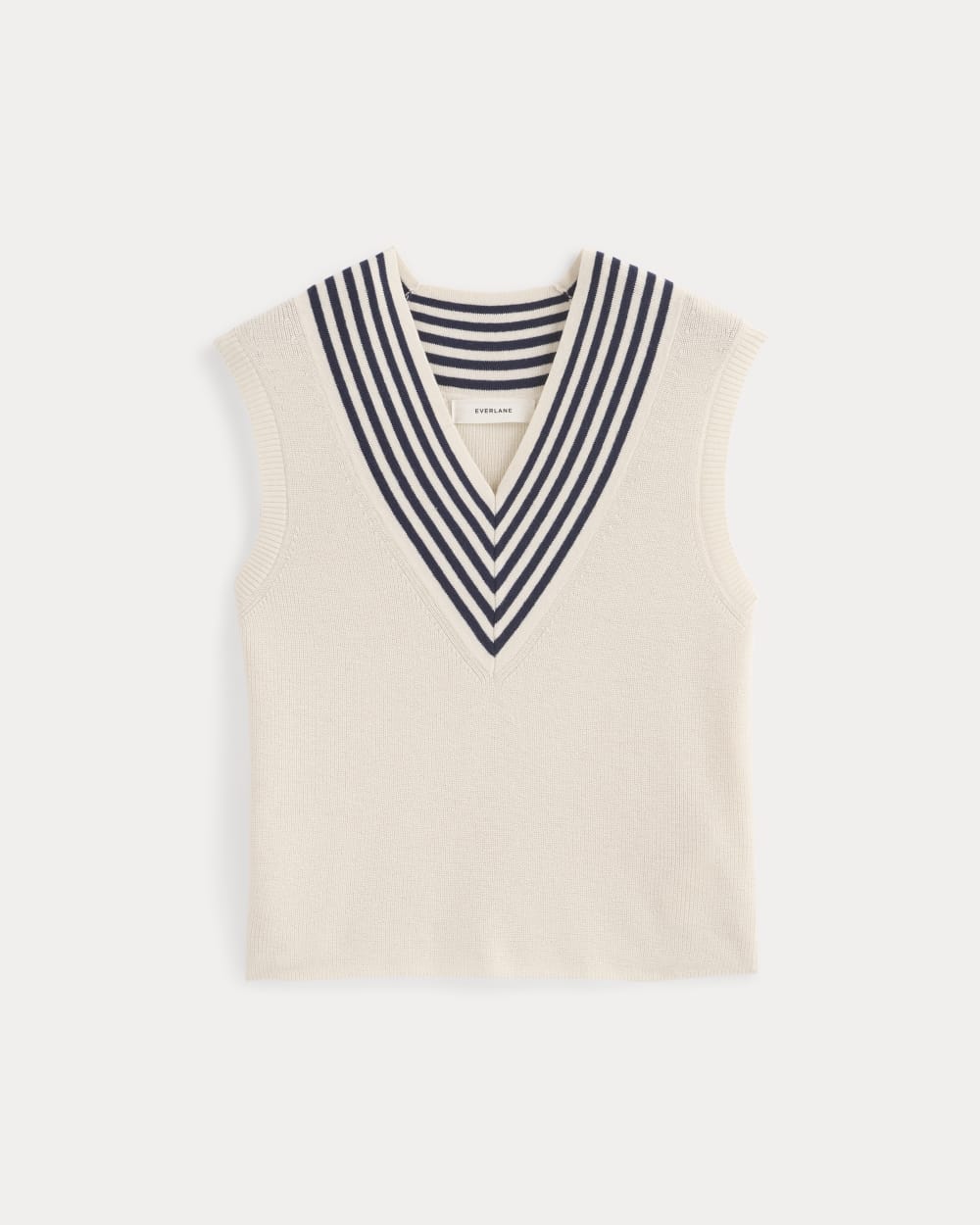 Relaxed V-Neck Vest in Cotton Merino | Canvas - Image 2