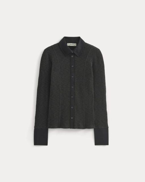 Alternative view of Cozy Rib Button-Up | Black