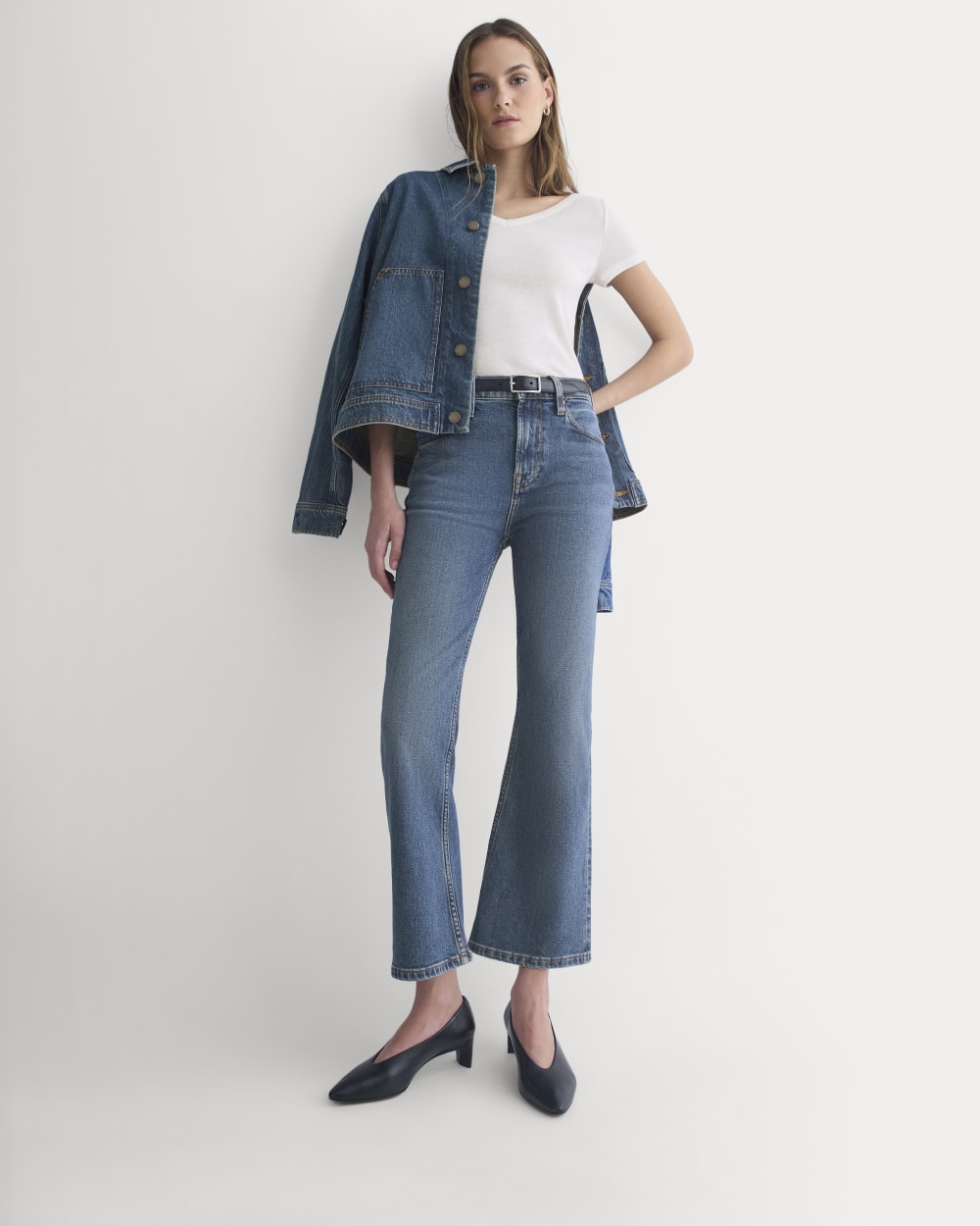 High-Rise Kick Flare Jean | Washed Indigo - Image 3