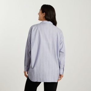 Alternative view of The Oversized Silky Cotton Shirt | Slate Blue