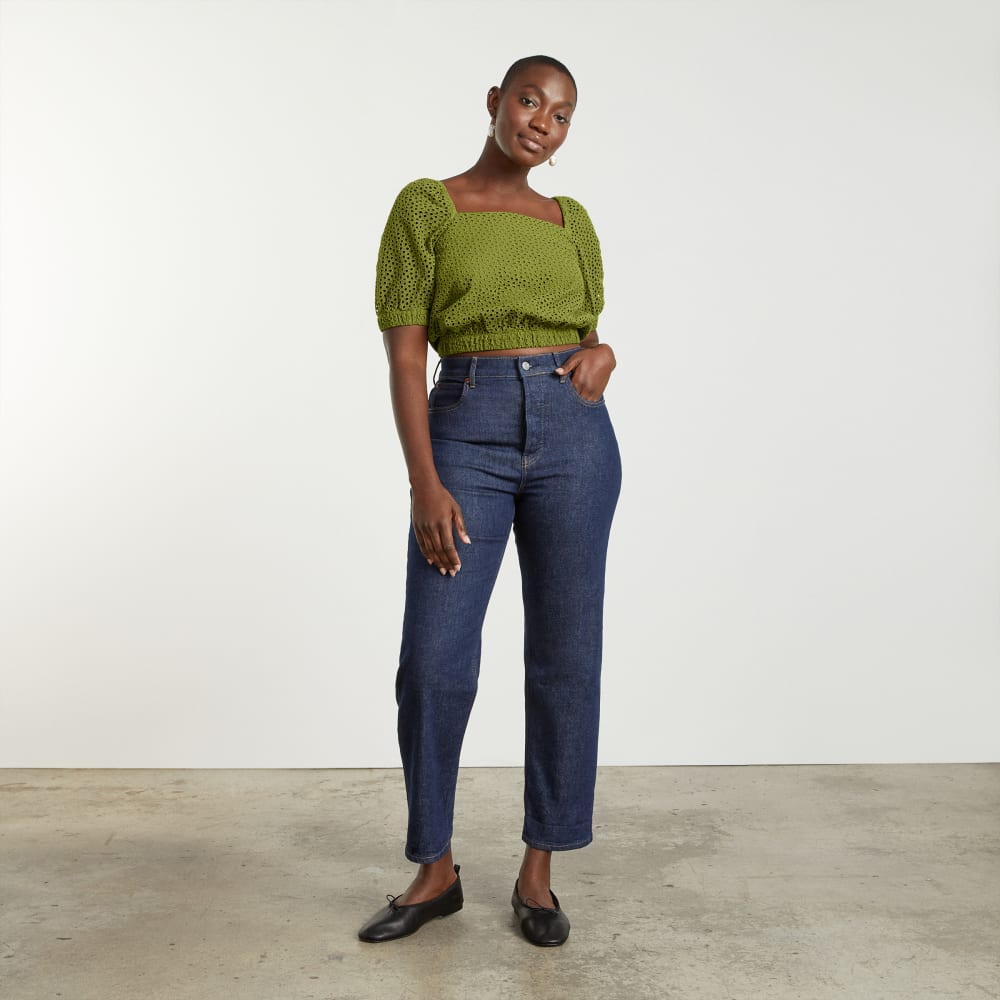 The Eyelet Puff Sleeve Top | Moss - Image 7