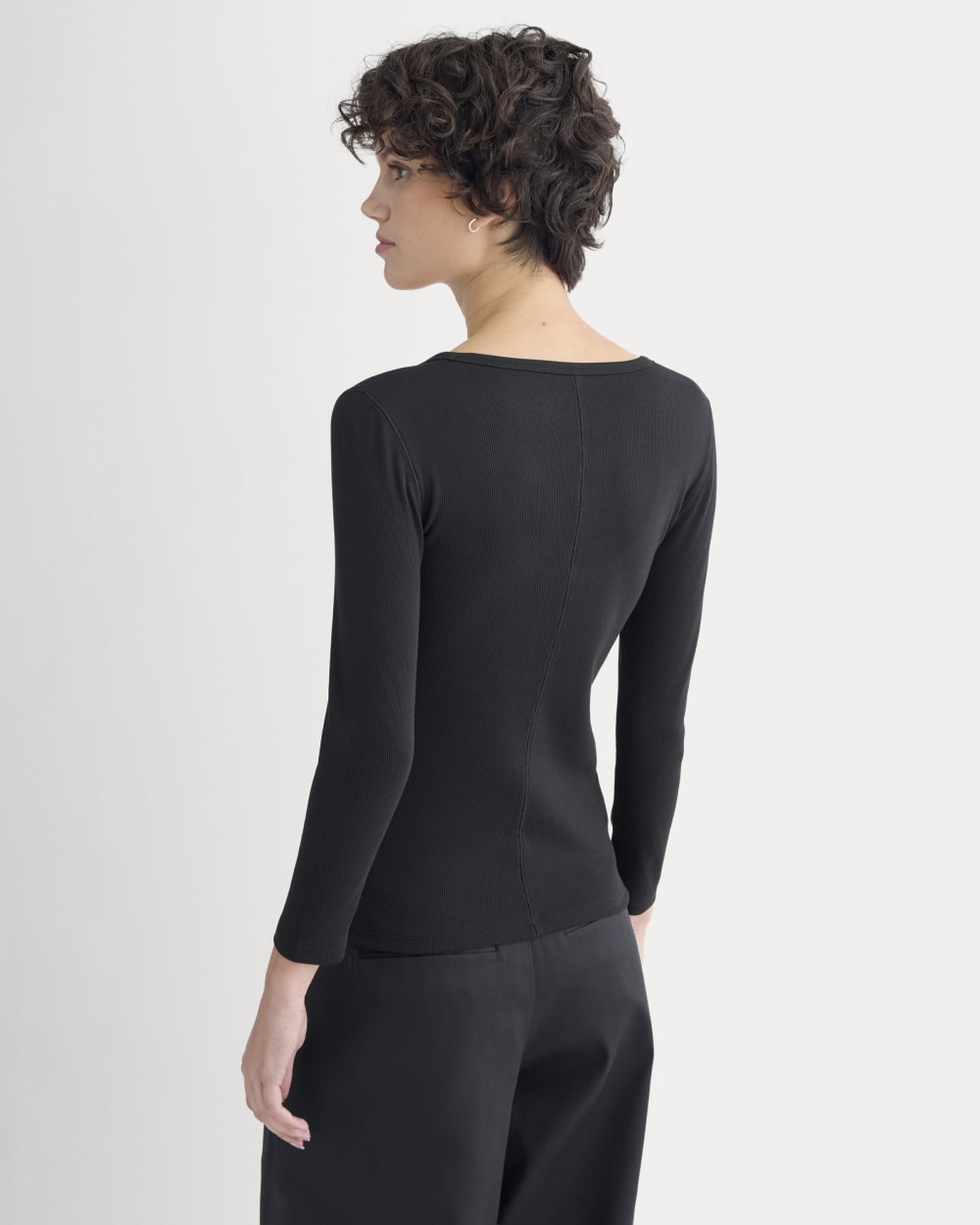 Luxe Rib Deep U-Neck Top | Black - Image 5
