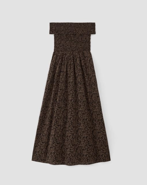 Alternative view of The Gauze Off-the-Shoulder Dress | Black / Cocoa Small Floral