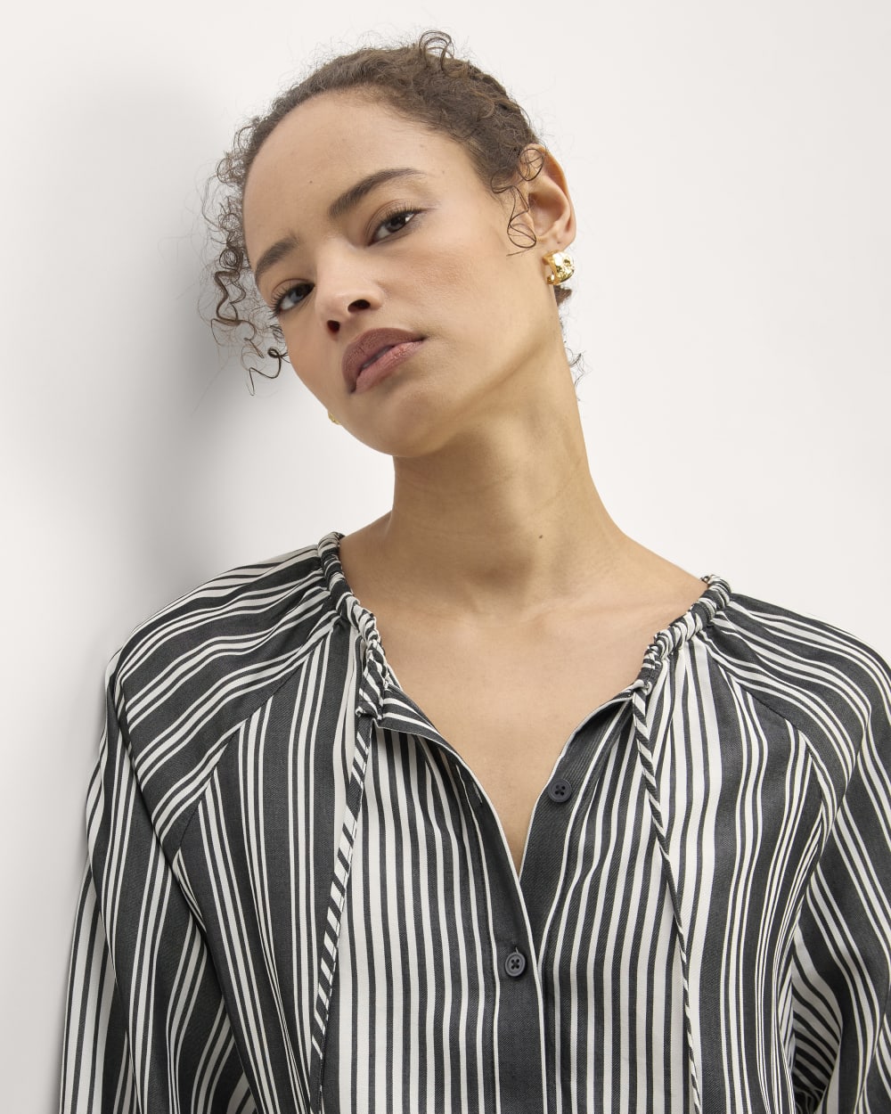 The Gathered Shirt in Butterlite | Black / Bone - Image 4