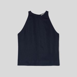 Alternative view of The Linen High-Neck Tank | Navy