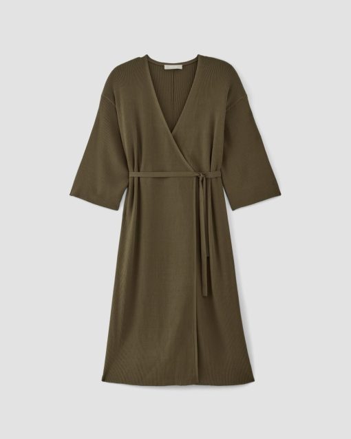 Alternative view of The Ribbed Wrap Midi Dress | Beech