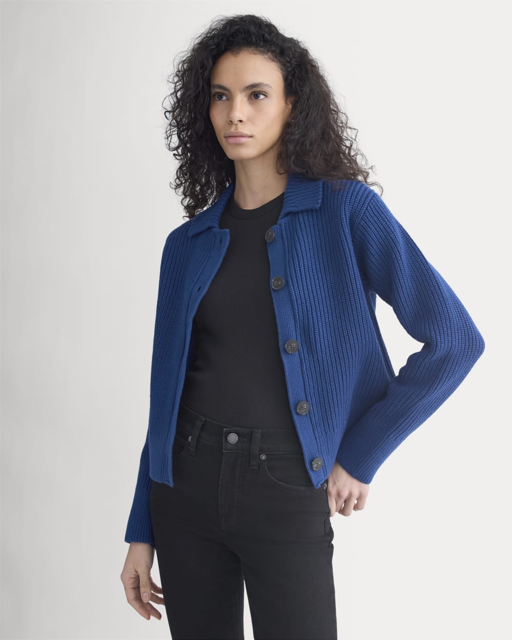 Shrunken Cardigan in Everyday Cotton | Estate Blue - Image 4