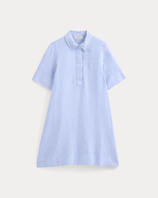Alternative view of Mini Popover Shirtdress in Linen | Light Blue