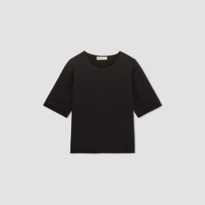 Alternative view of The Satin Relaxed Tee | Black