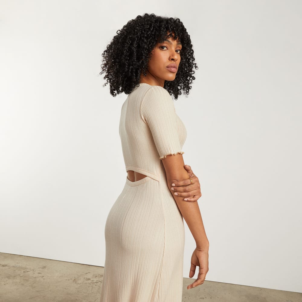 The Open Back Rib Dress | Parchment - Image 3
