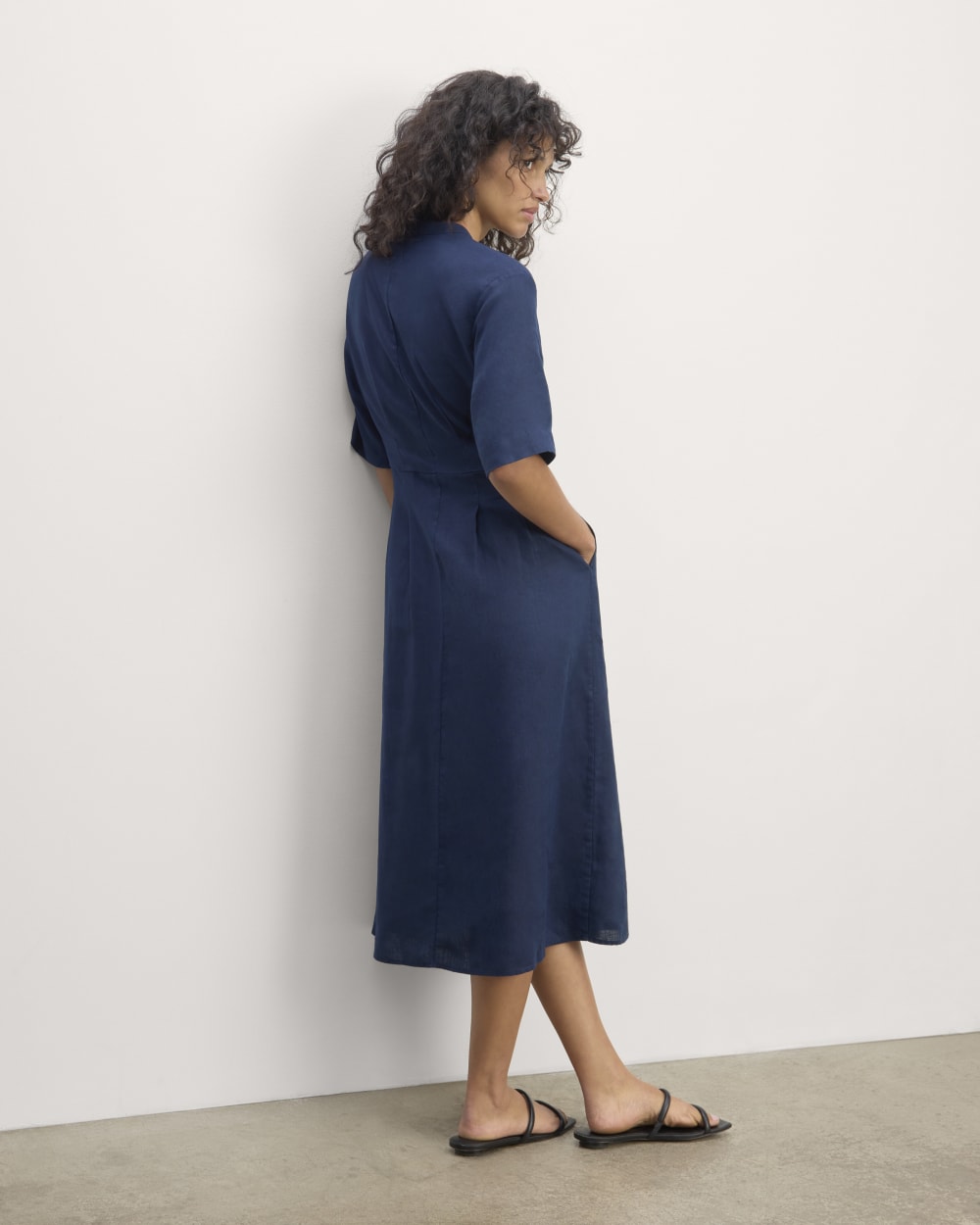 The Frolic Dress in Linen | Navy - Image 5