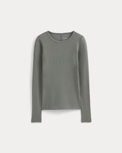 Alternative view of The Luxe Rib Long-Sleeve Crew | Agave Green