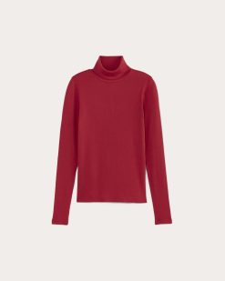 Alternative view of The Luxe Rib Turtleneck | Berry Red