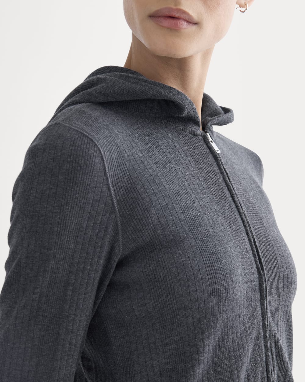 Lounge Rib Hoodie | Heathered Soot - Image 4