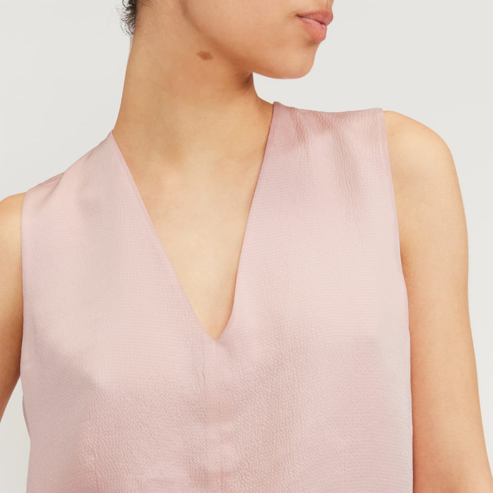 The Satin V-Neck Top | Petal Pink - Image 4