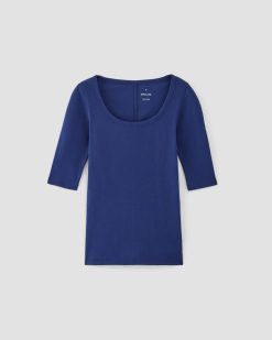 Alternative view of The Luxe Rib Scoop-Neck Tee | Bellwether Blue