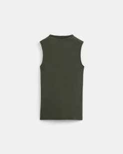 Alternative view of The Luxe Rib Funnel-Neck Tank | Dark Forest