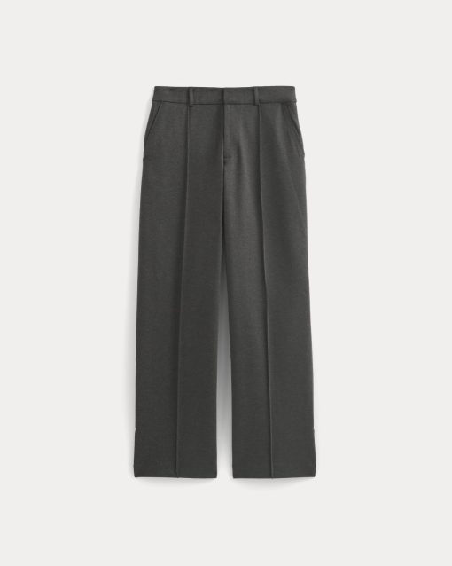 Alternative view of Ponte Wide-Leg Trouser | Heathered Soot