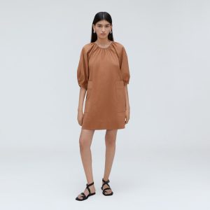 Alternative view of The Seersucker Puff Sleeve Dress | Tawny Brown