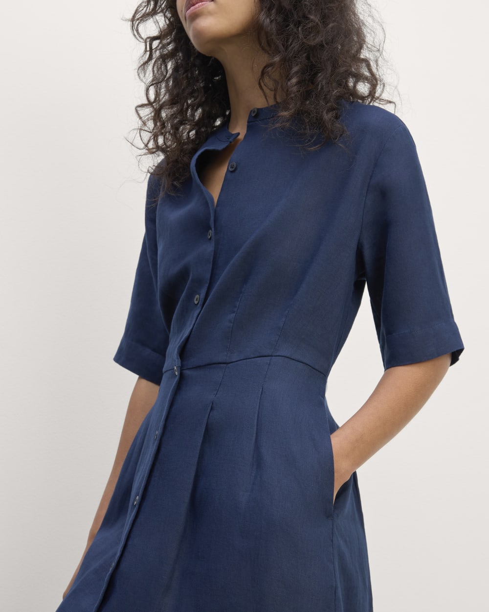 The Frolic Dress in Linen | Navy - Image 4