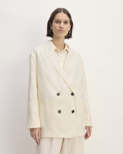 The Linen Double Breasted Blazer | Bone