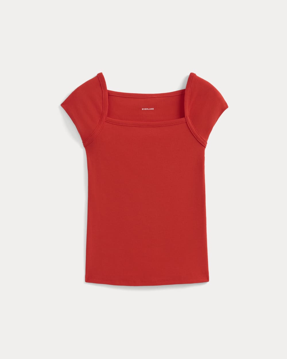 RetroSoft Cotton Square-Neck Tee | Fiery Red - Image 2