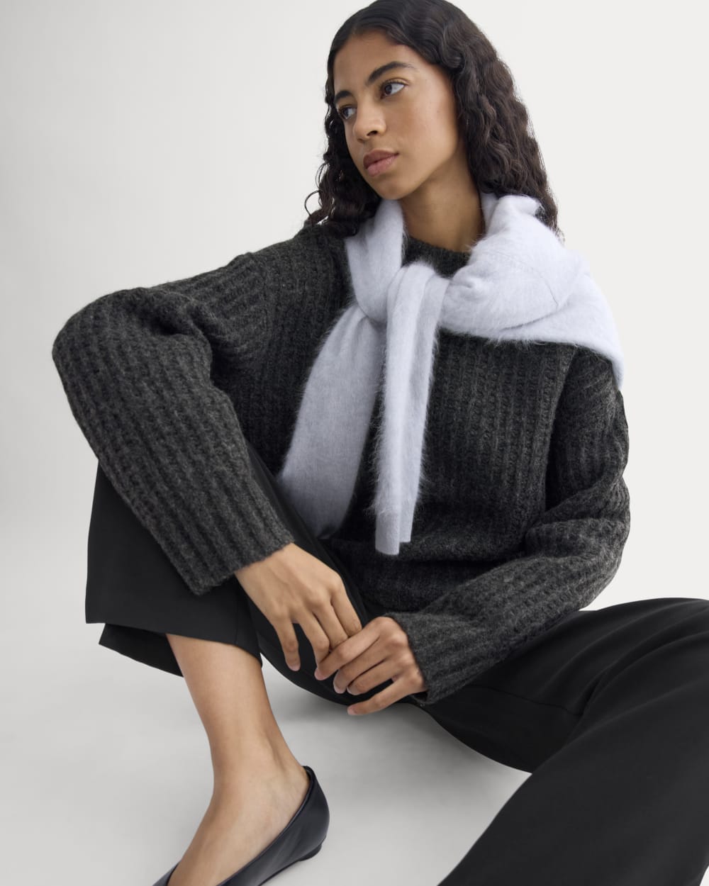 Waffle Sweater in Cloud | Heathered Soot - Image 3