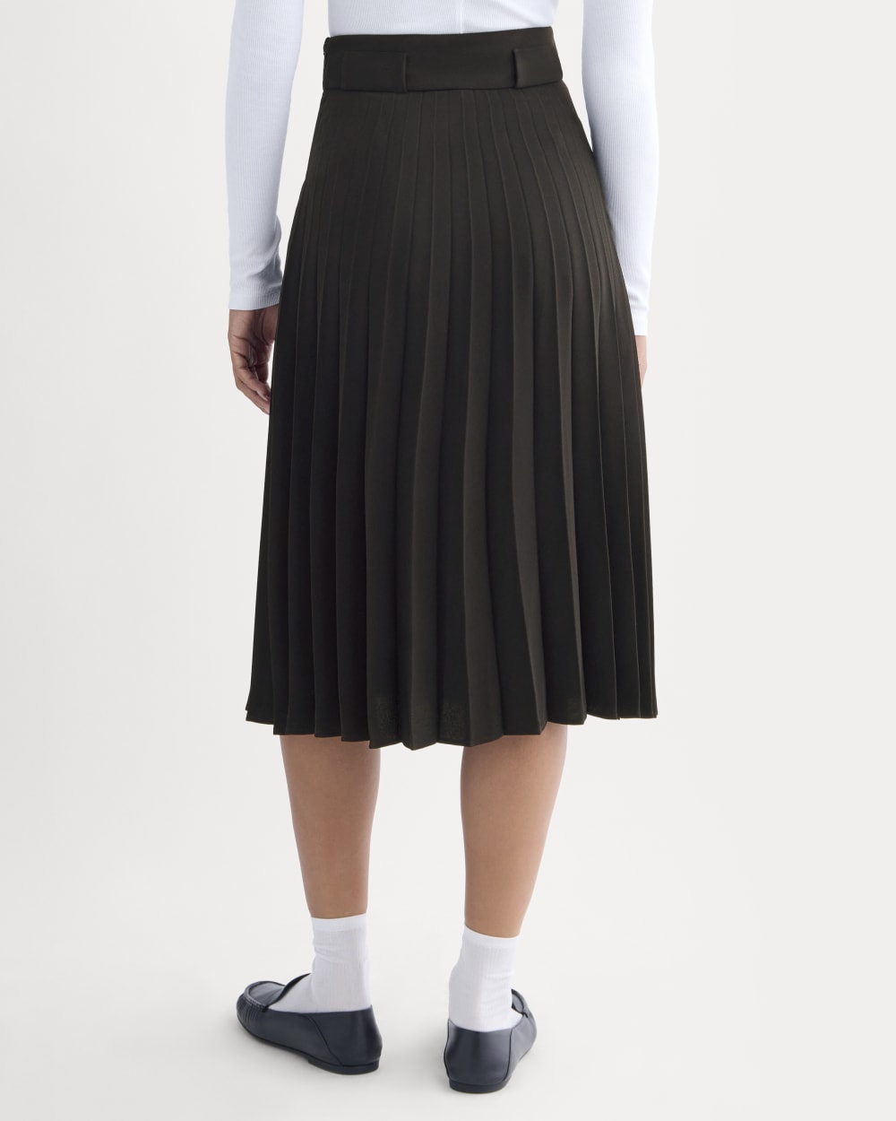 Pleated Crepe Midi Skirt | Black - Image 5