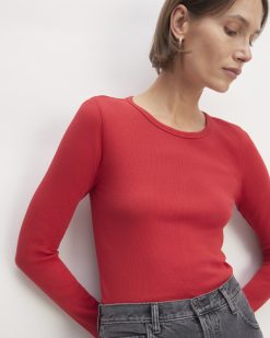 Alternative view of The Luxe Rib Long-Sleeve Crew | Haute Red