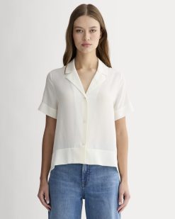 The Notch Shirt in Washable Silk | Off-White