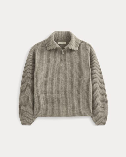 Alternative view of The Half-Zip Sweater in Luxe Merino | Heather Soft Taupe