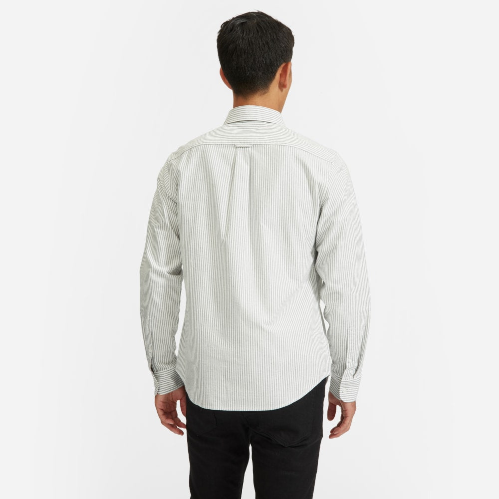 The Standard Fit Japanese Oxford Shirt | Uniform | White / Black Stripe | Tall - Image 3
