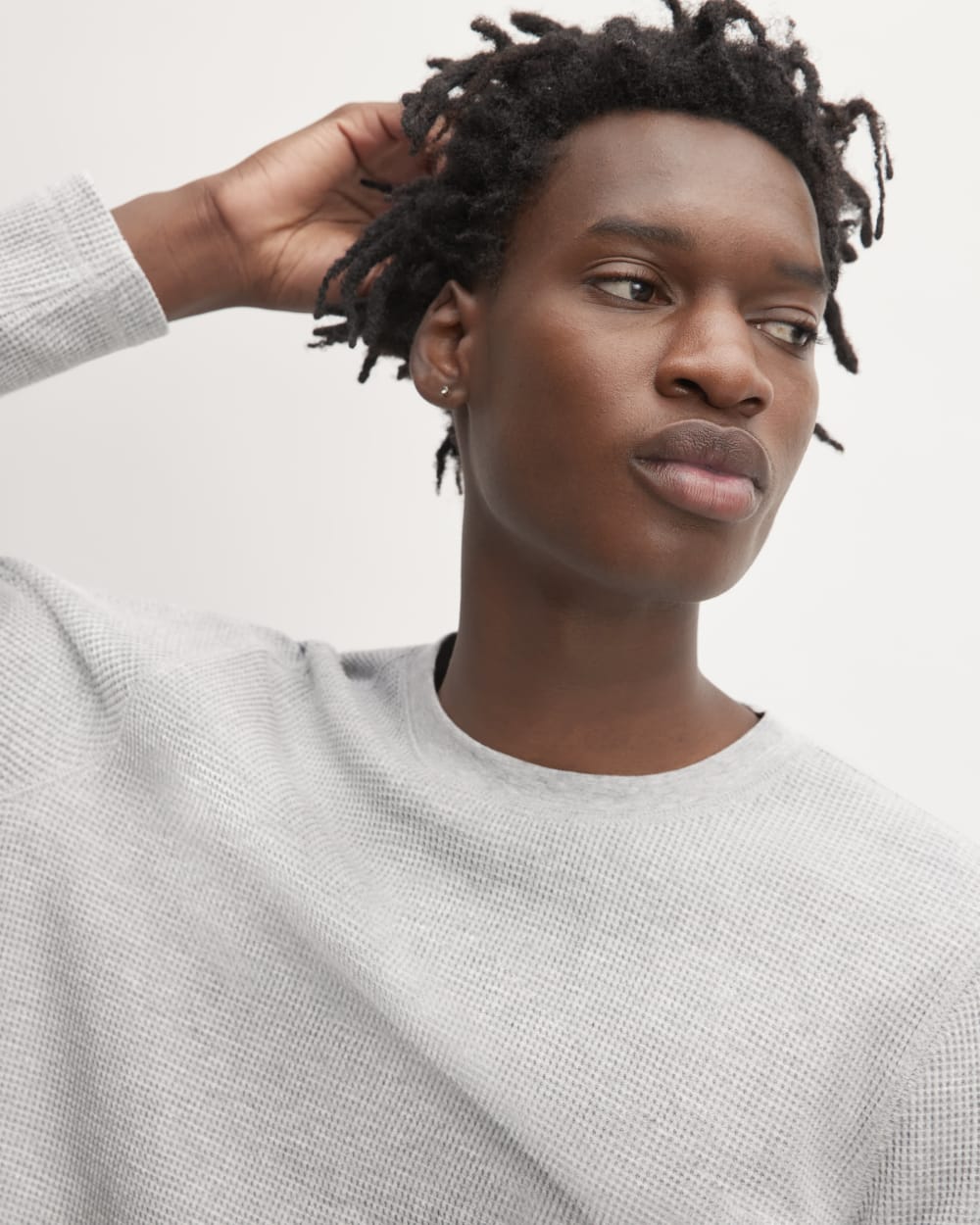 The Waffle Long-Sleeve Crew | Light Grey Donegal - Image 3