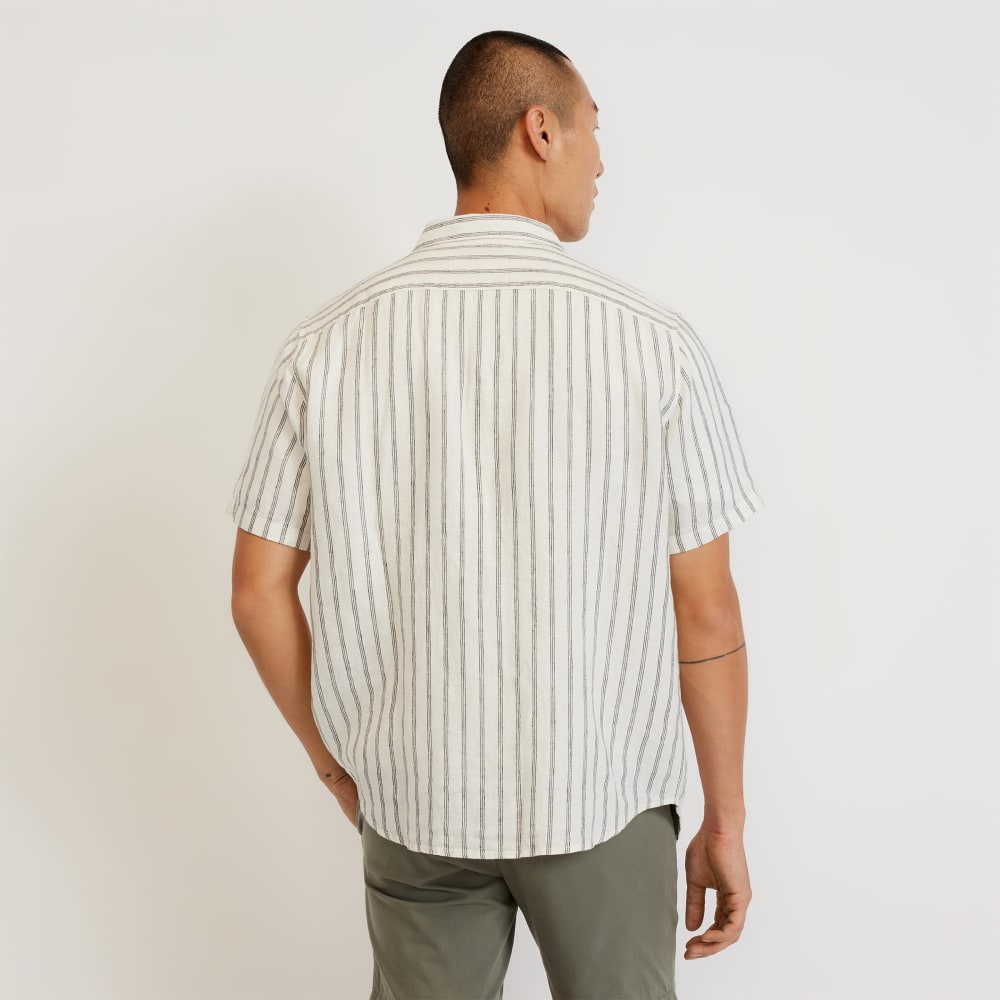 The Classic Short-Sleeve Shirt in Linen | Black / Canvas Tan - Image 3