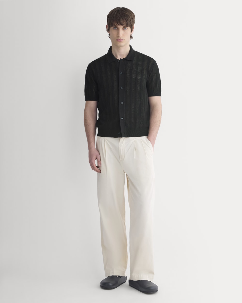 Textured Knit Resort Shirt | Black - Image 3