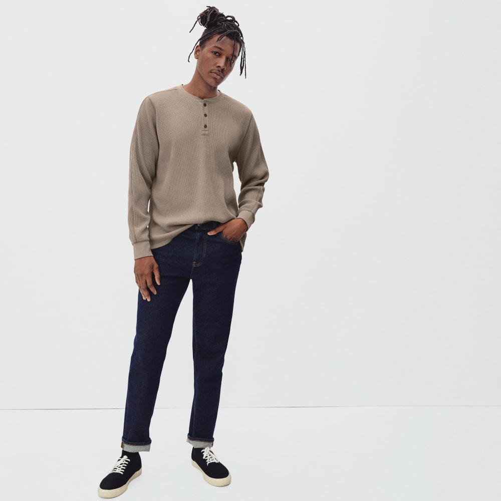 The Waffle Long-Sleeve Henley Tee | Burnt Sugar - Image 4