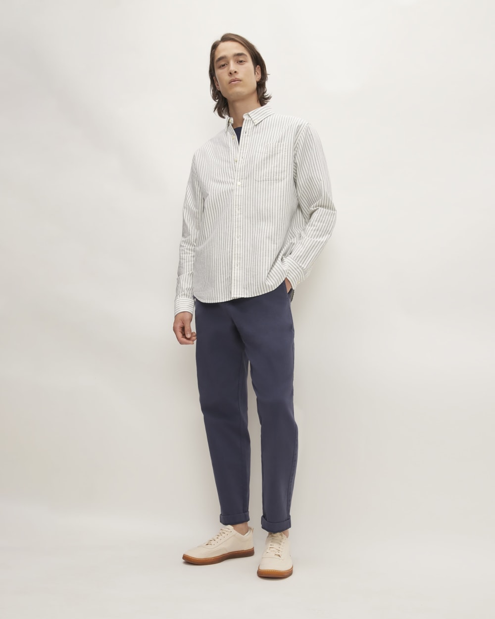 The Classic Oxford Shirt | Bone/Navy | Tall - Image 3