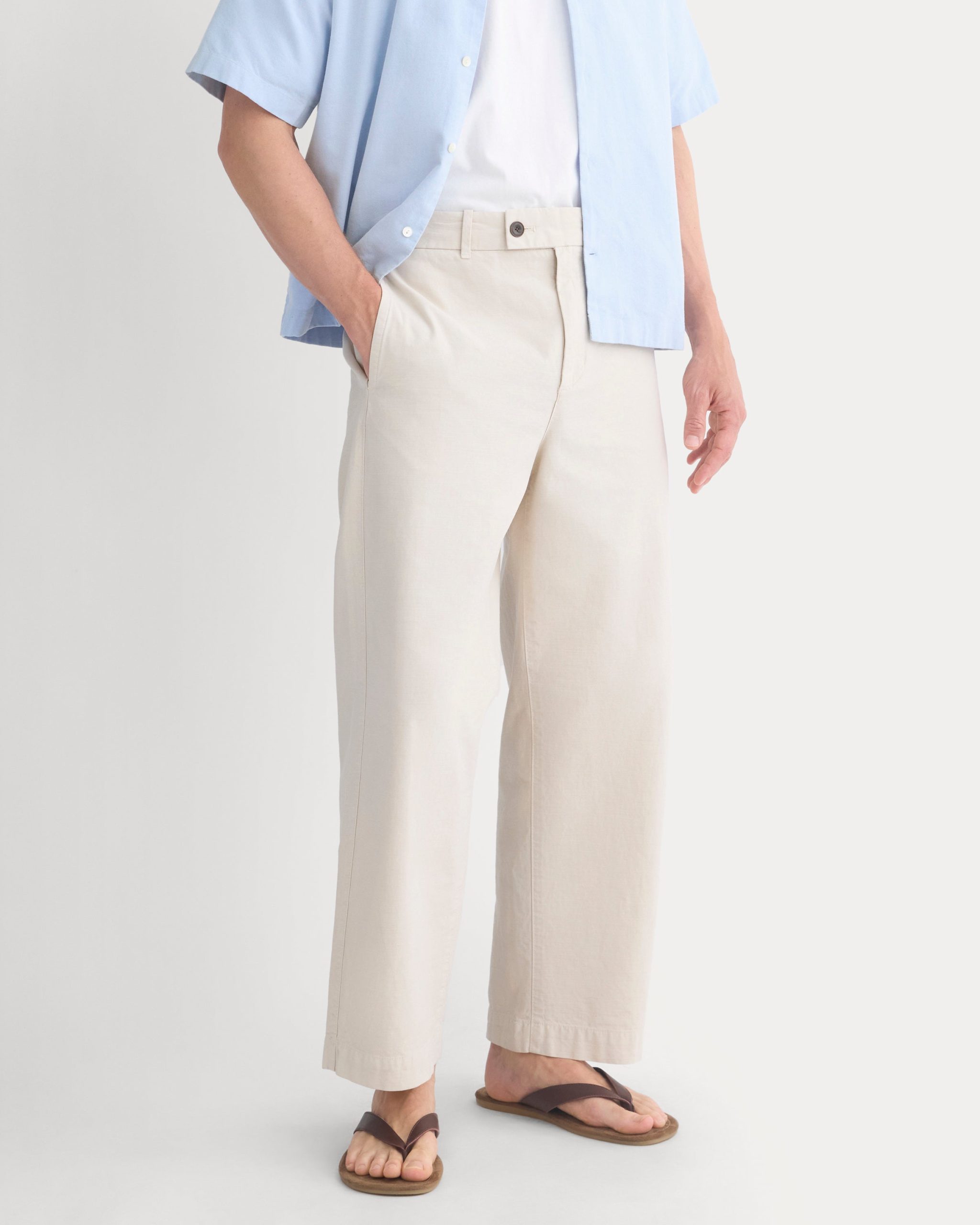 Cropped Slub Trouser | Peyote - Image 3